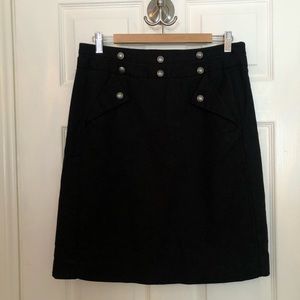 Club Monaco Black Pencil Skirt with Accent Pockets and Monogram Buttons